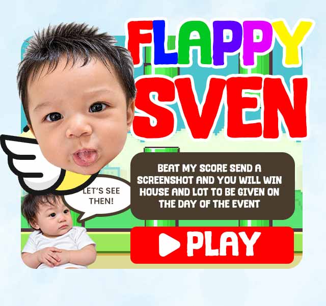 Flappy Sven. Beat the best score and play to win a prize on the event day.